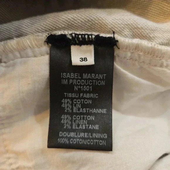 Isabel Marant Linen Cotton Preppy Straight Leg Pants Jeans Gray Womens Size 6 - Picture 7 of 10